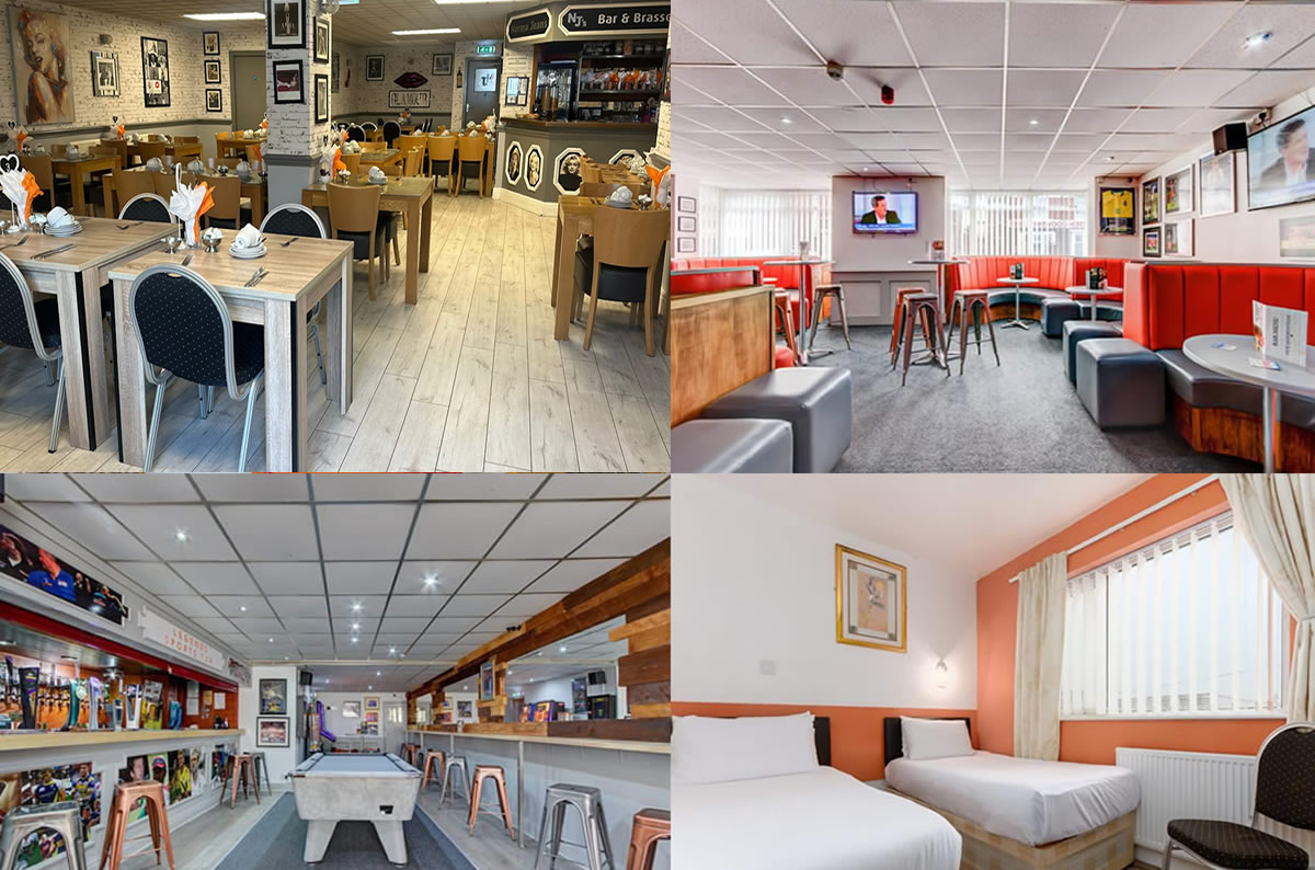 Modern twin room with bright decor and en-suite in central Blackpool