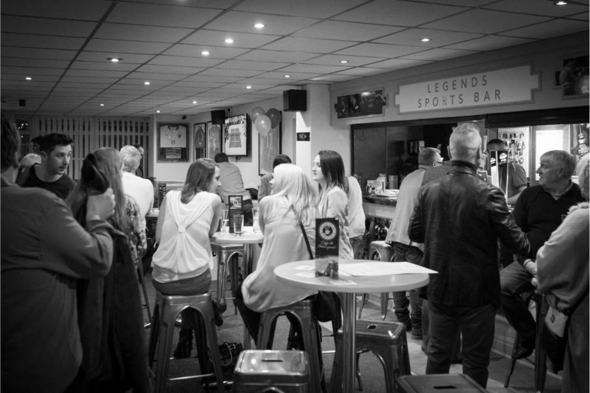 Guests enjoying the hotel bar